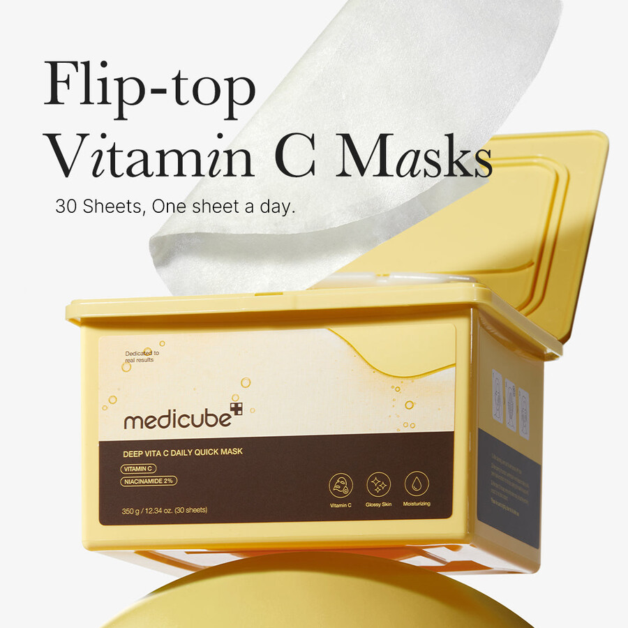 máscaras faciais diárias rápidas medicube deep vita c