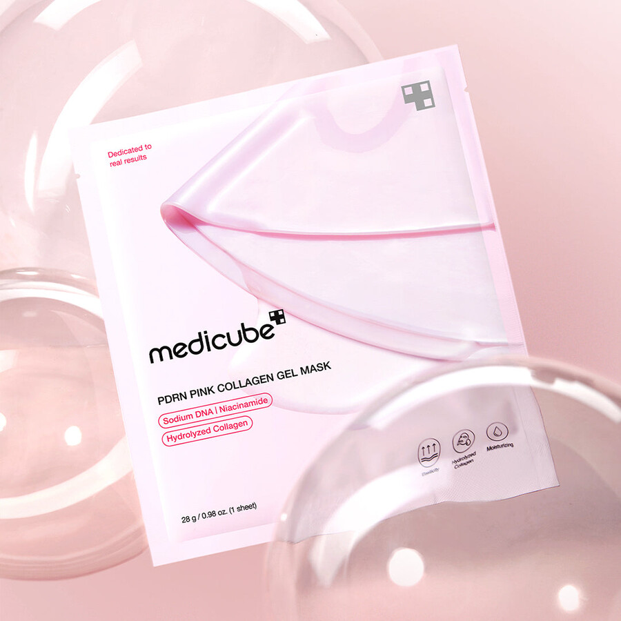 máscara de gel de colágeno rosa pdrn com salmão da medicube