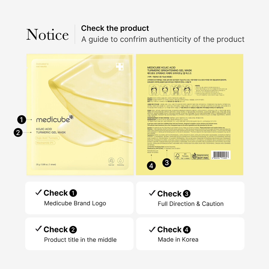 máscara de gel medicube kojic acid turmeric gold jelly