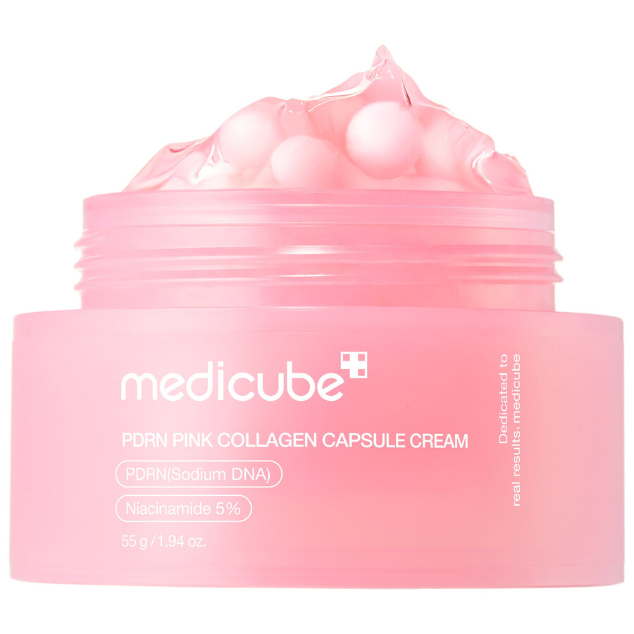 creme de cápsulas de colágeno rosa medicube pdrn