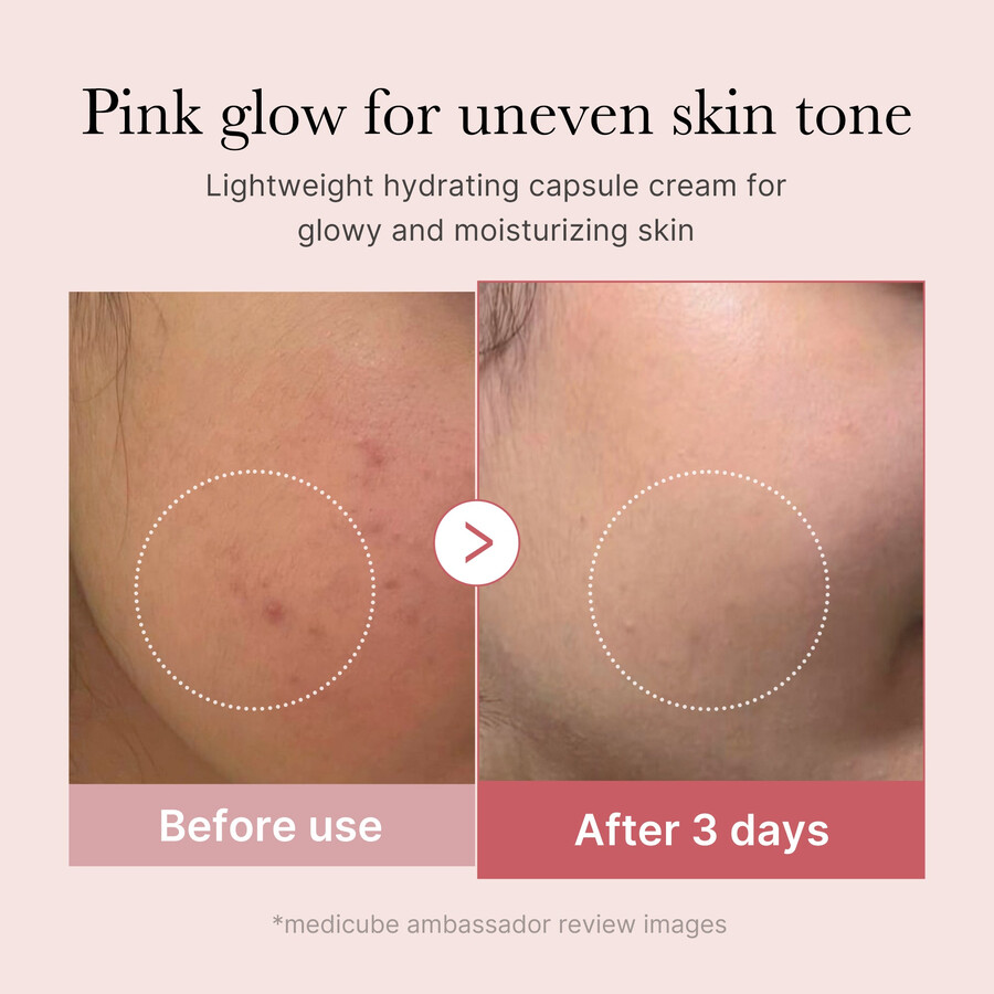 creme de cápsulas de colágeno rosa medicube pdrn