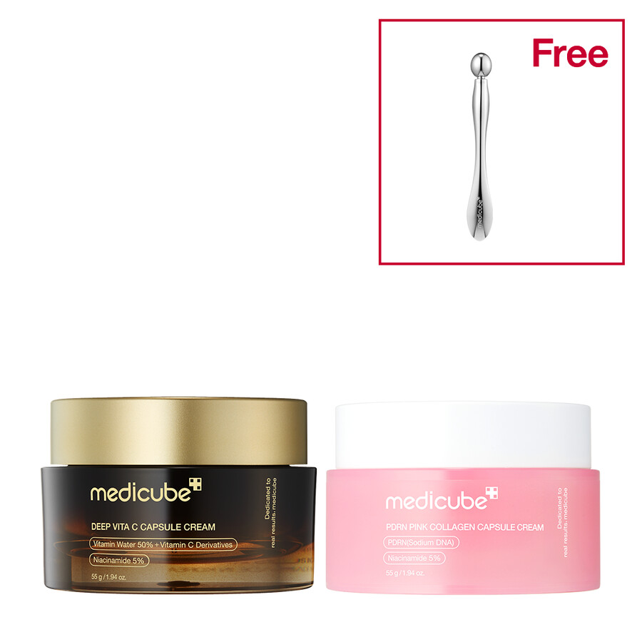 creme de cápsulas de colágeno rosa medicube pdrn