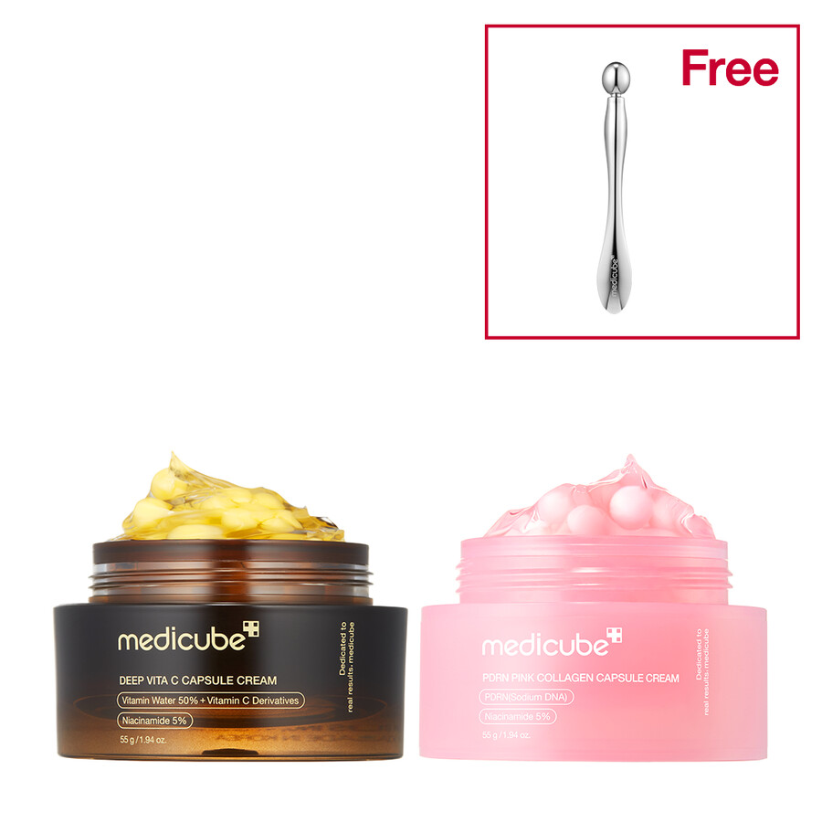 creme de cápsulas de colágeno rosa medicube pdrn