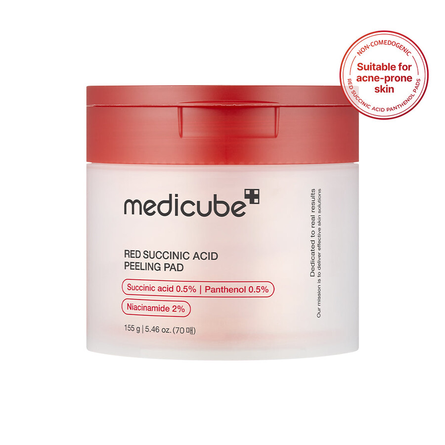 almofadas medicube vermelhas com ácido succínico e pantenol