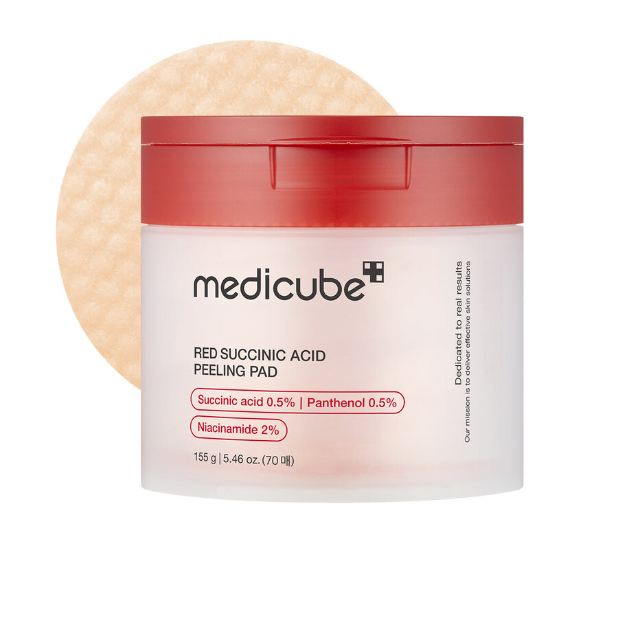 almofadas medicube vermelhas com ácido succínico e pantenol